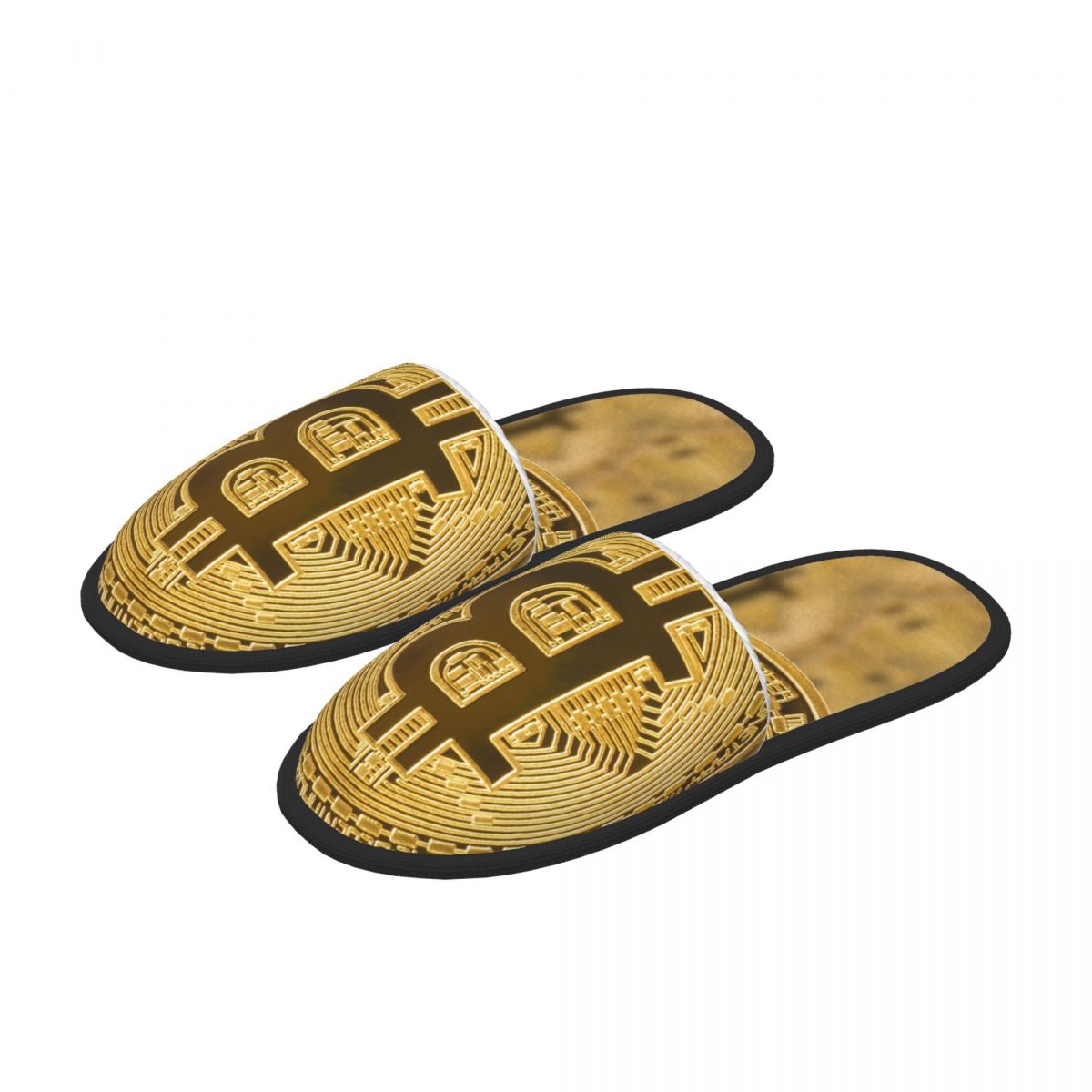 Bitcoin Logo Pattern Yellow Warm Soft Shoes