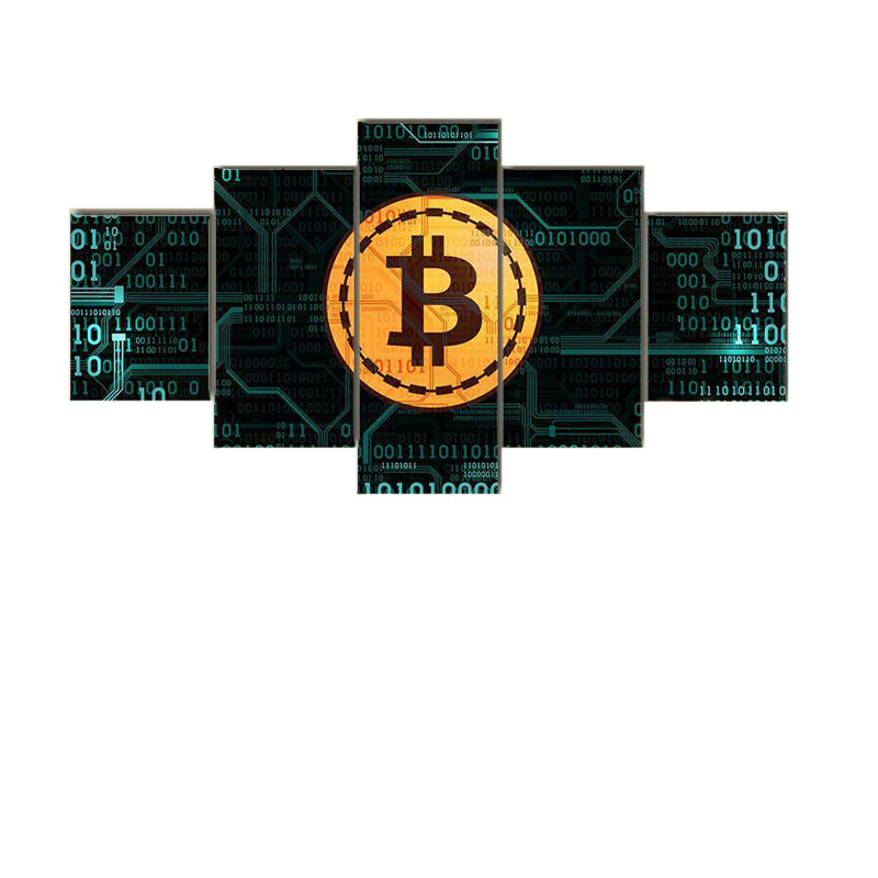 Bitcoin Canvas Art Wall 5 Panel
