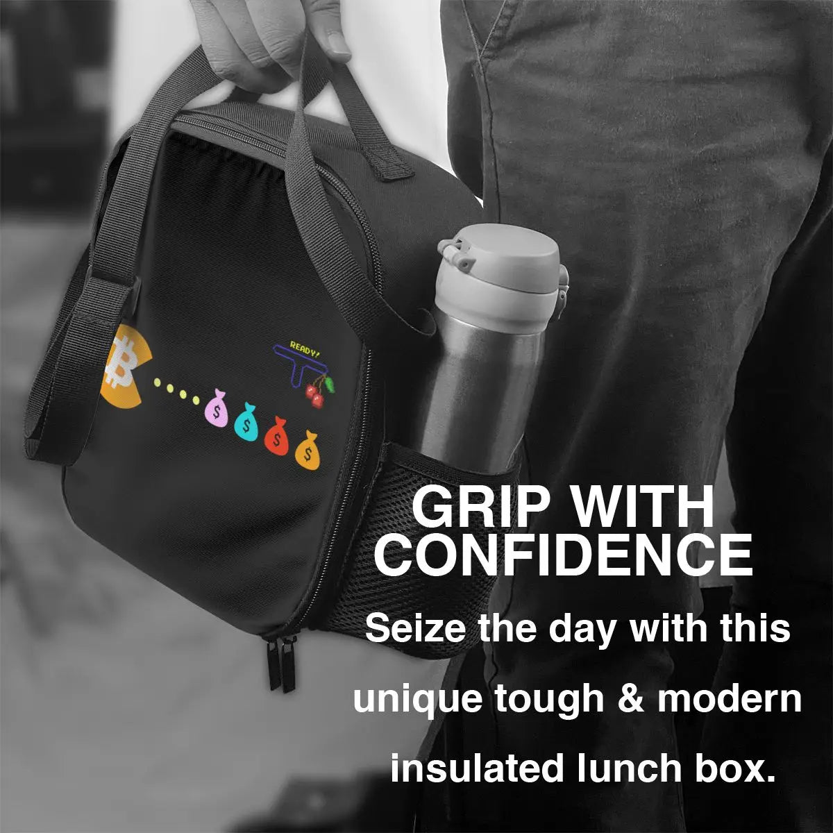 Bitcoin Eats Dollar Thermal Insulated Lunch Bag