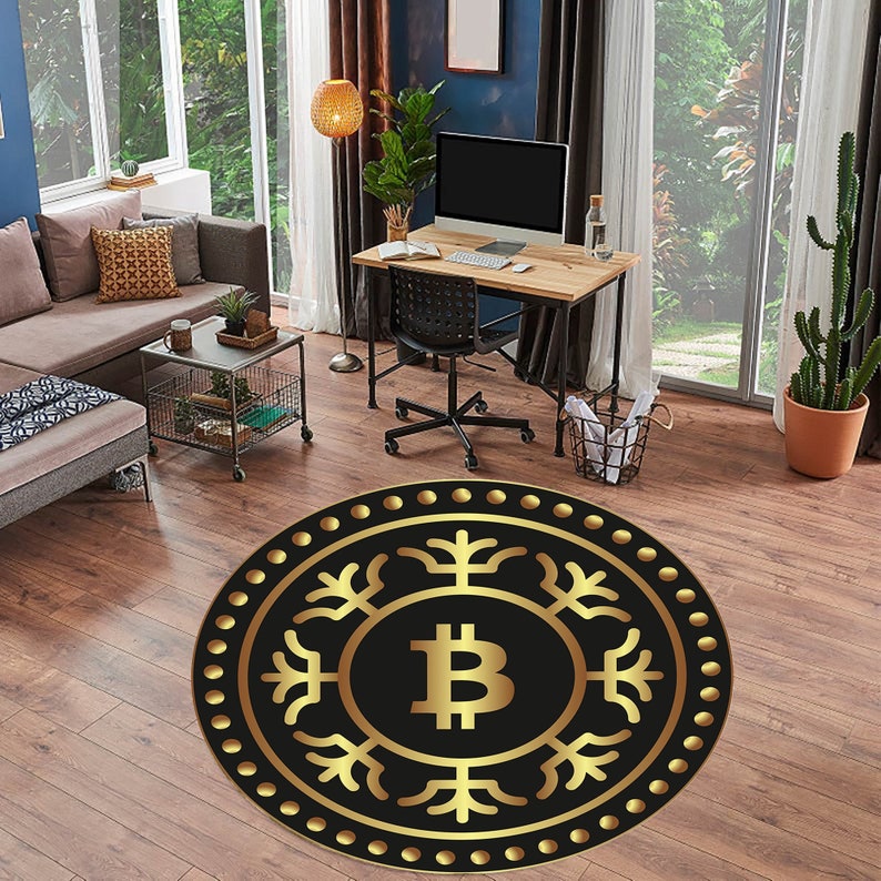 Bitcoin Round Carpet Anti-Slip Circle Area Rug