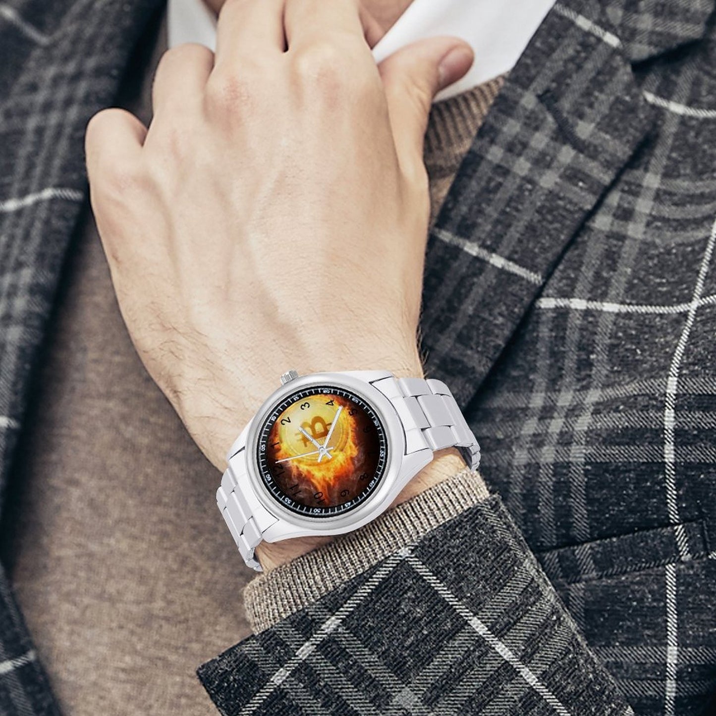 Bitcoin on Fire Quartz Watch