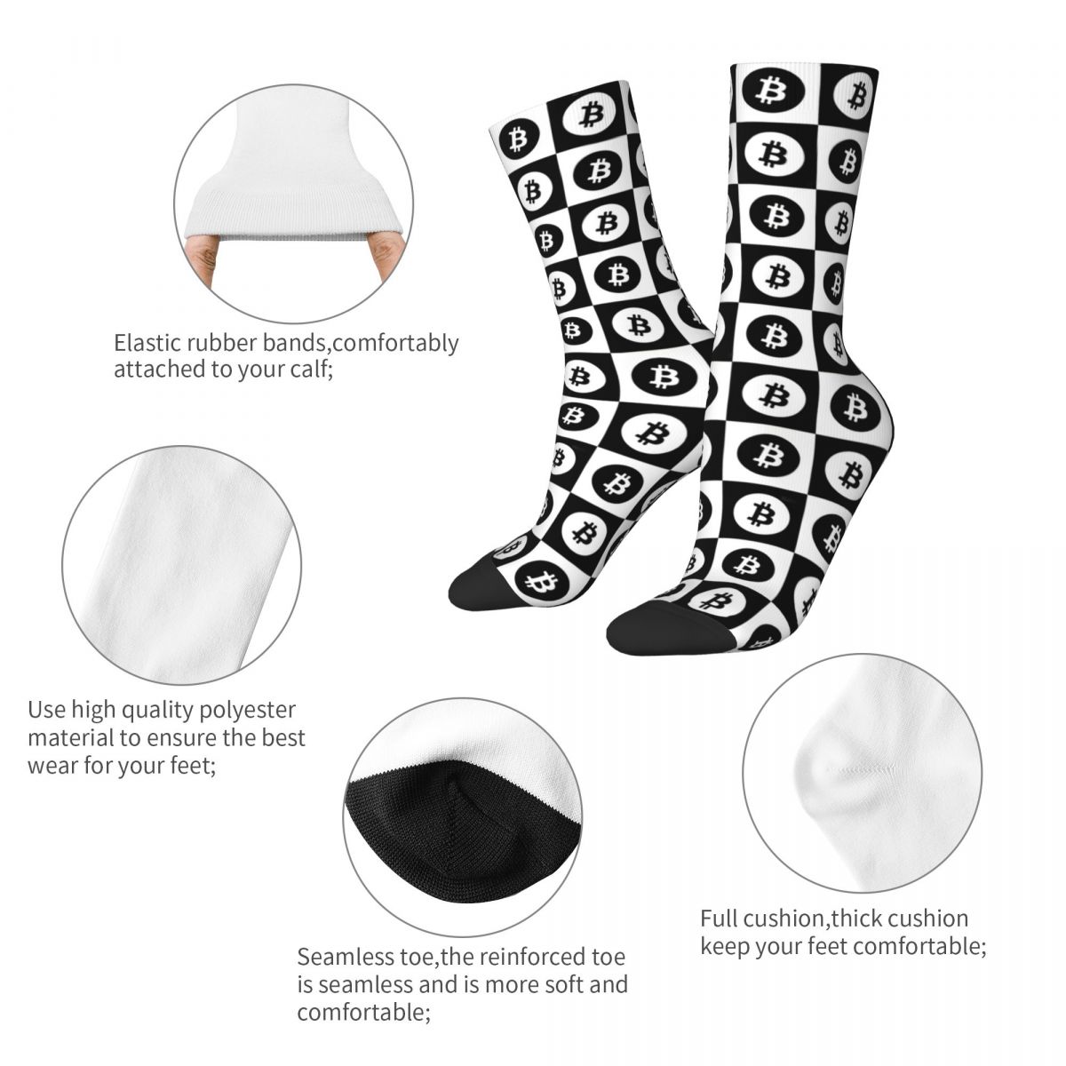 Bitcoin Pattern Checkered Socks