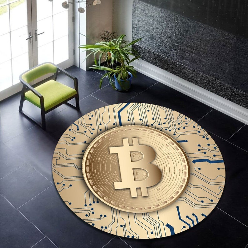 Bitcoin Round Carpet Anti-Slip Circle Area Rug