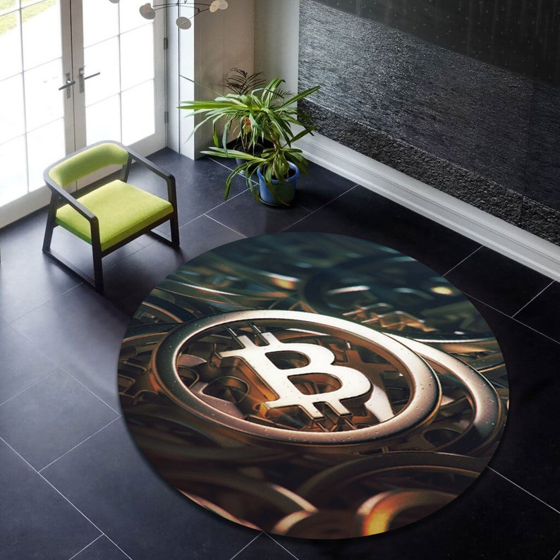 Bitcoin Round Carpet Anti-Slip Circle Area Rug