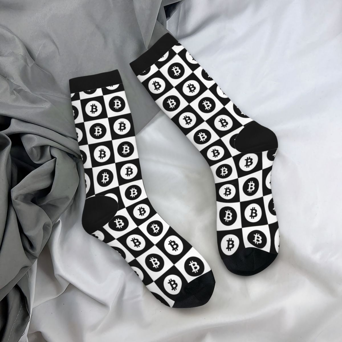 Bitcoin Pattern Checkered Socks