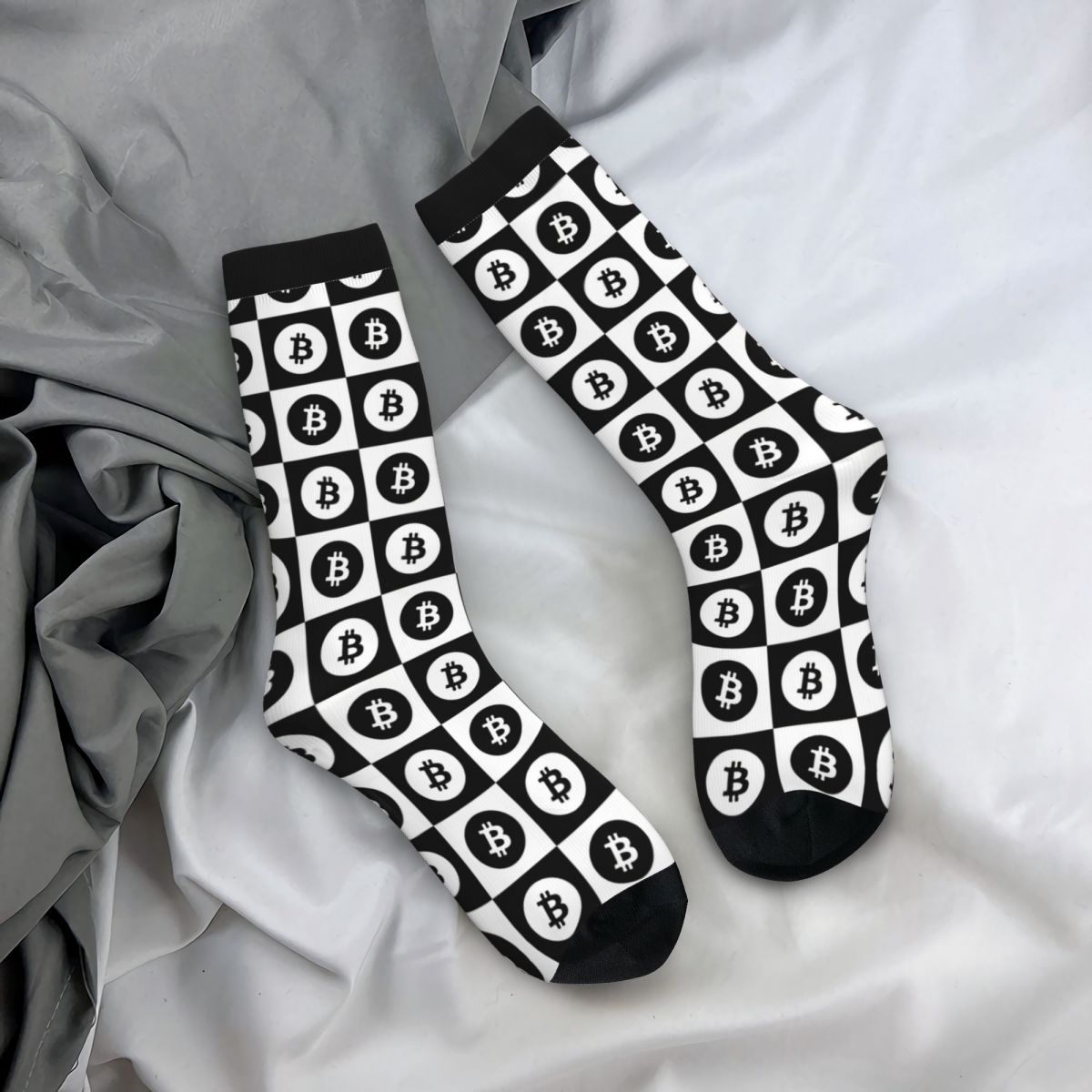 Bitcoin Pattern Checkered Socks