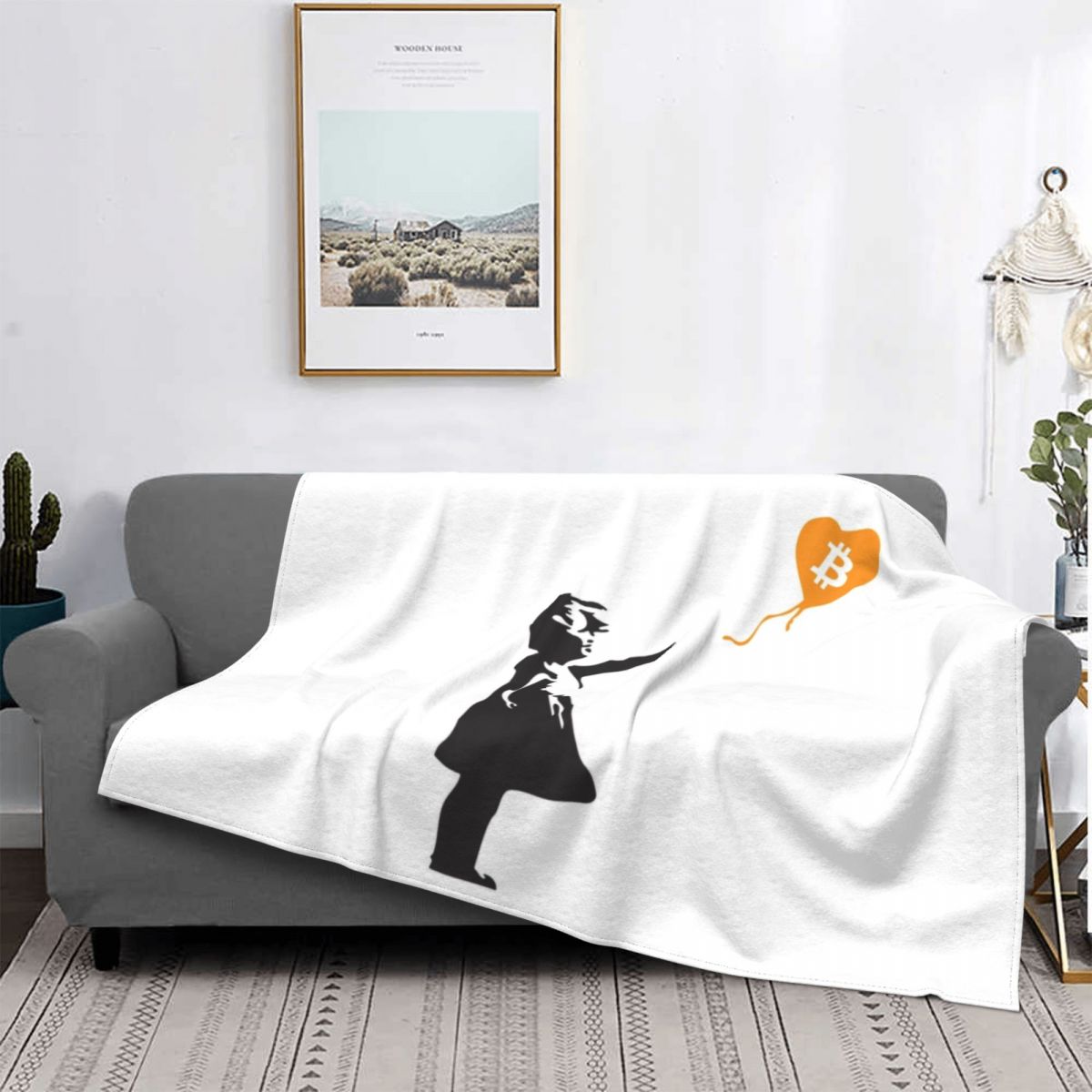 Bitcoin Pattern Flannel Throw Blanket