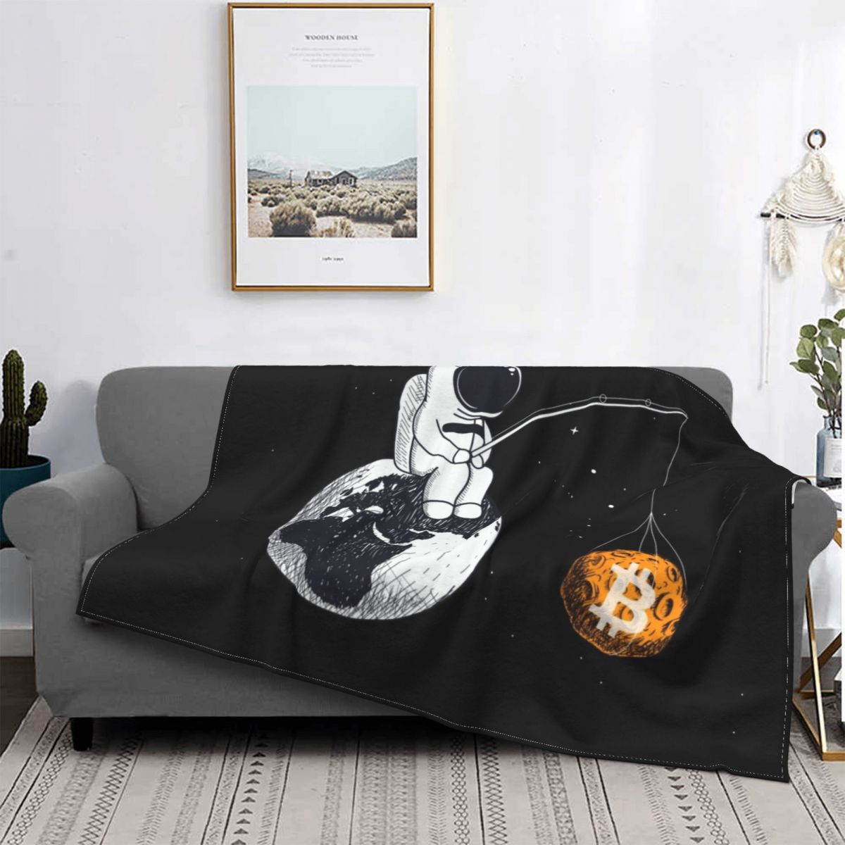Bitcoin Pattern Flannel Throw Blanket