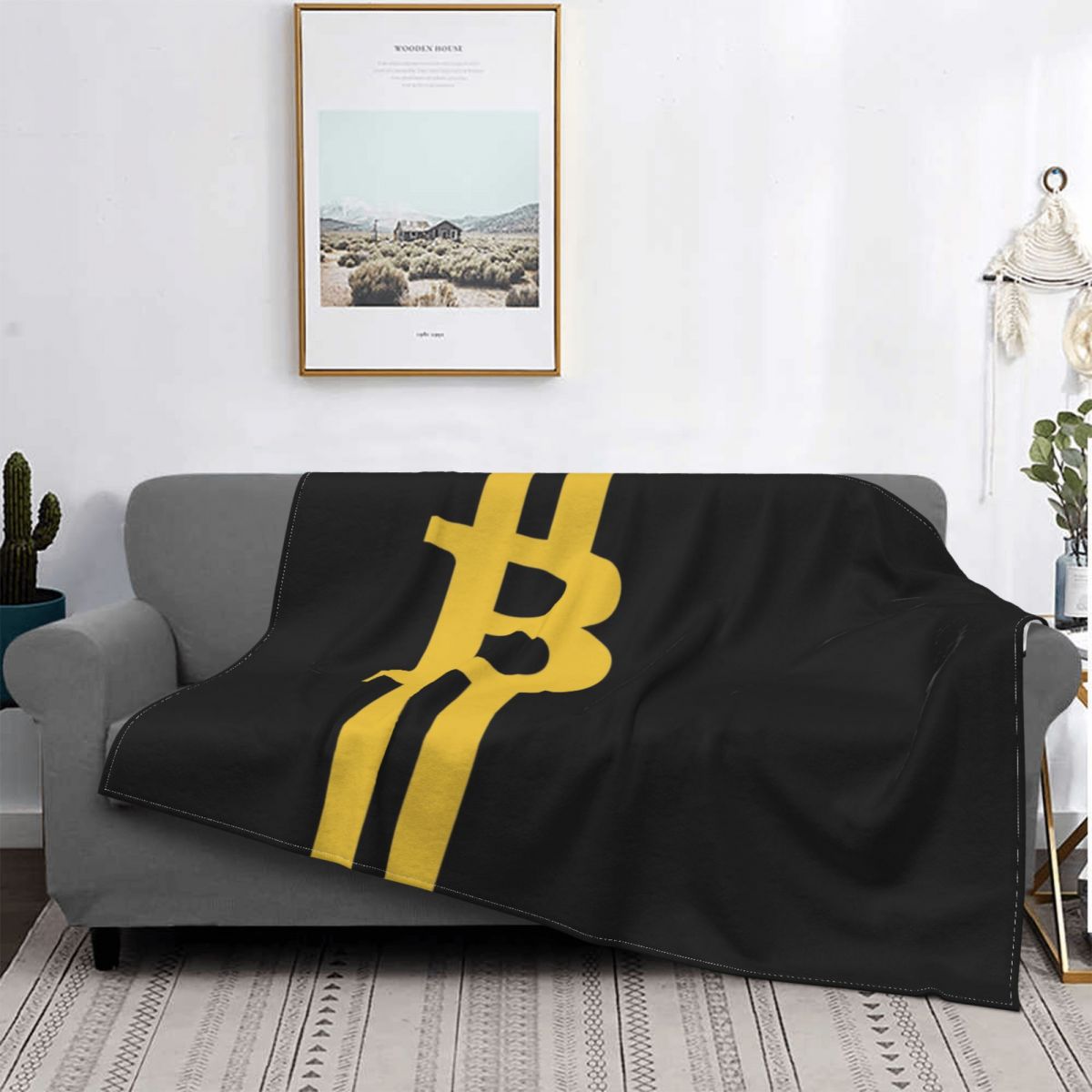 Bitcoin Pattern Flannel Throw Blanket