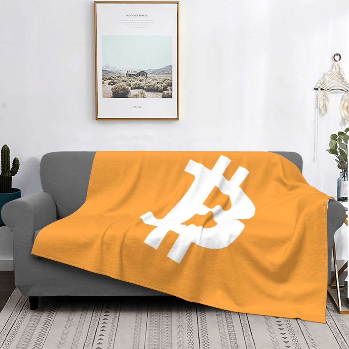 Bitcoin Pattern Flannel Throw Blanket