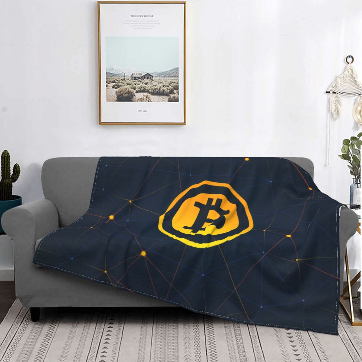 Bitcoin Pattern Flannel Throw Blanket