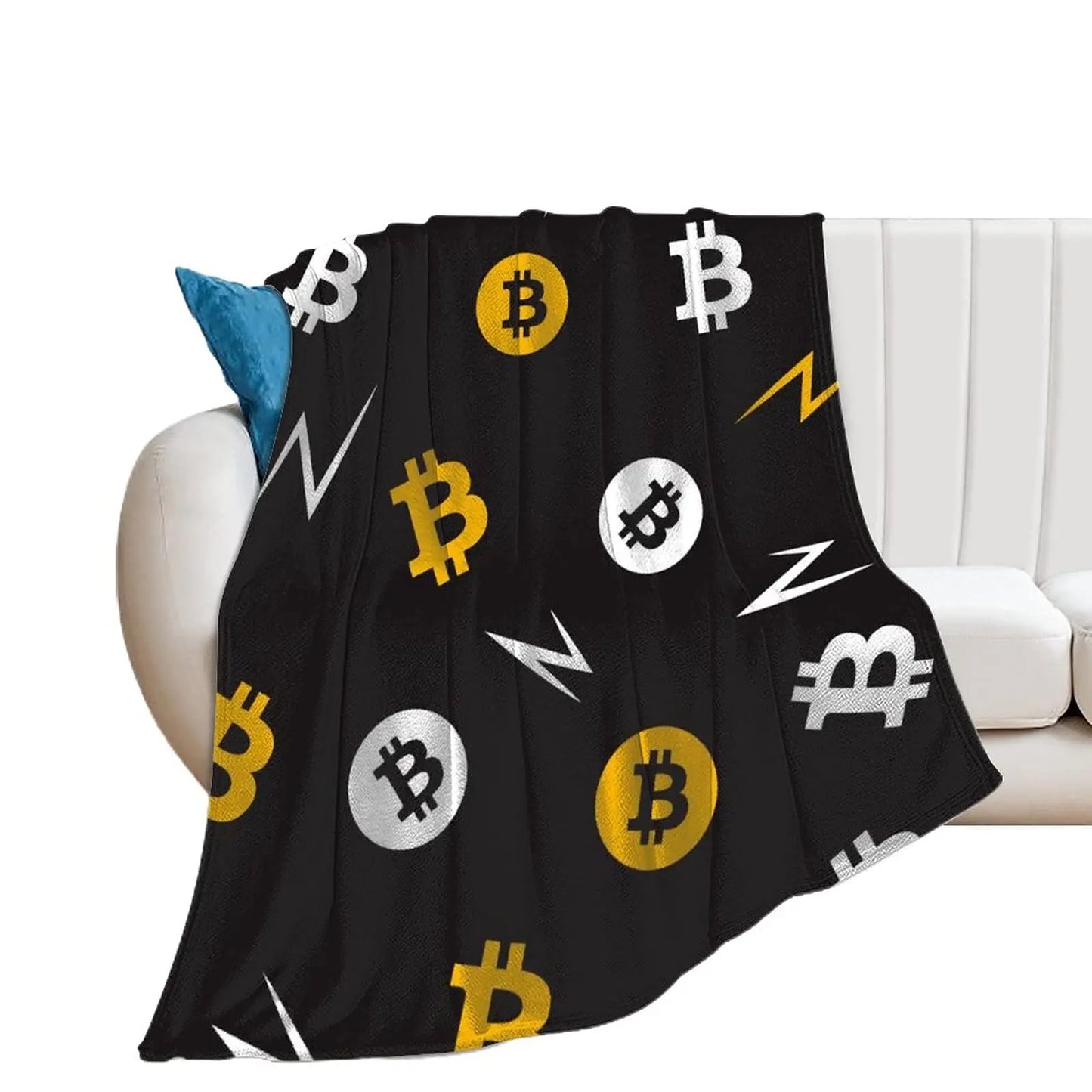 Bitcoin Pattern Flannel Throw Blanket