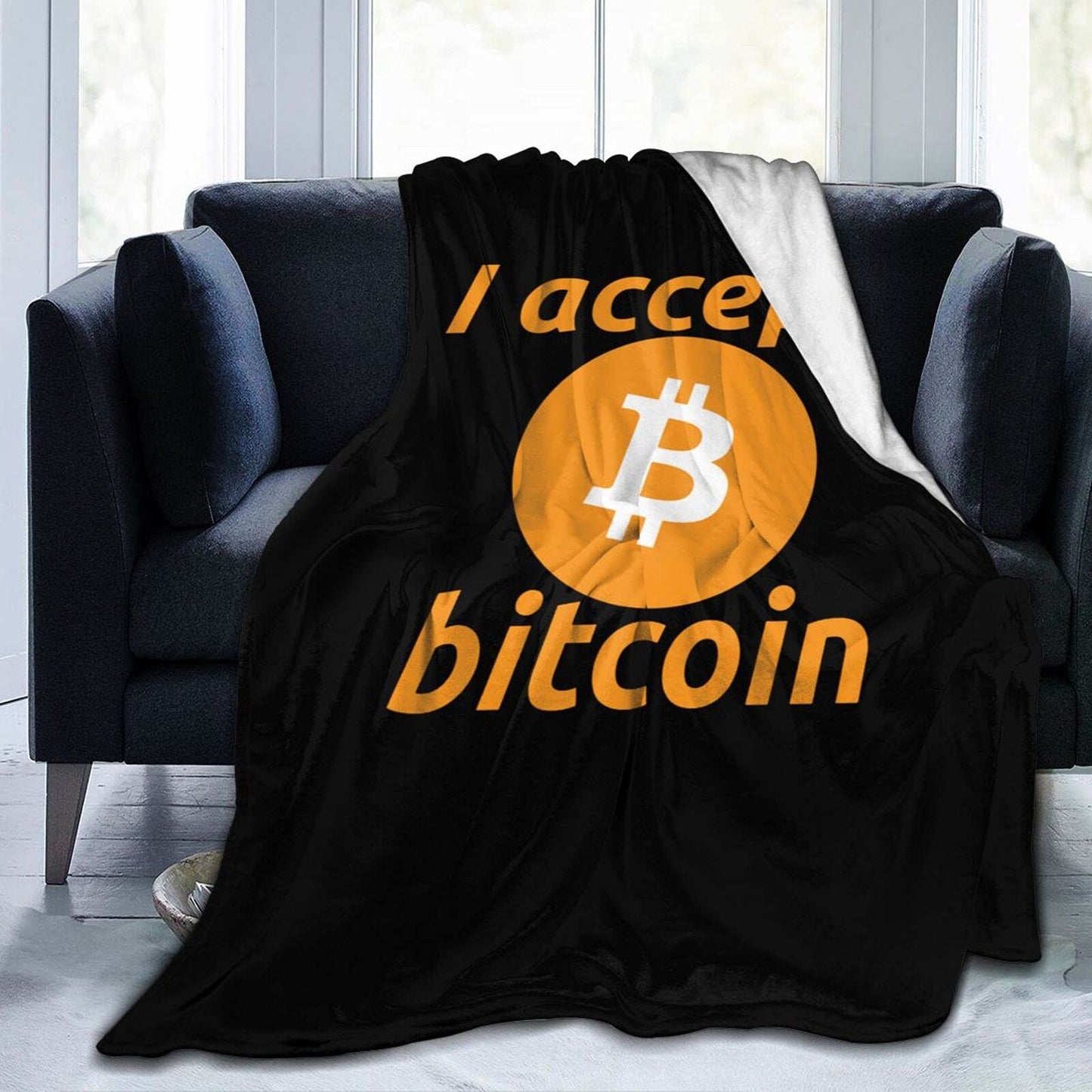 Bitcoin Pattern Flannel Throw Blanket
