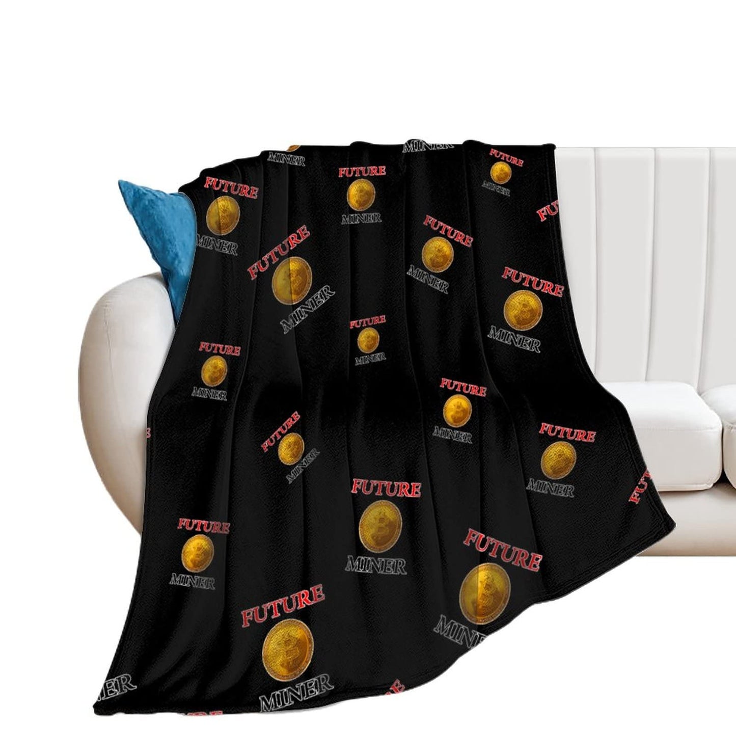 Bitcoin Pattern Flannel Throw Blanket