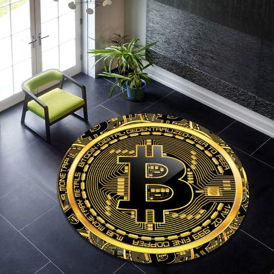 Bitcoin Round Carpet Anti-Slip Circle Area Rug