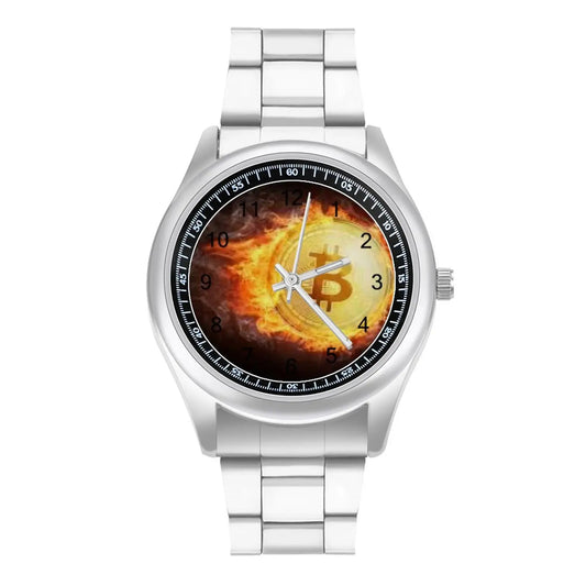 Bitcoin on Fire Quartz Watch