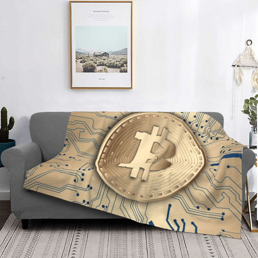 Bitcoin Pattern Flannel Throw Blanket