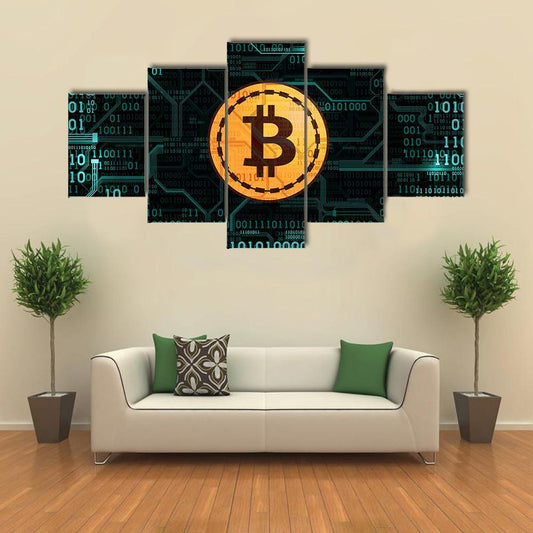 Bitcoin Canvas Art Wall 5 Panel