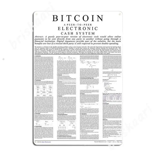Bitcoin Whitepaper Poster Metal Signs