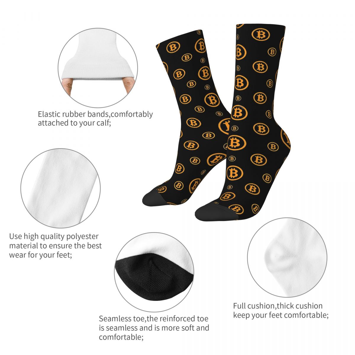 Bitcoin Logo Pattern Crazy Men's Socks