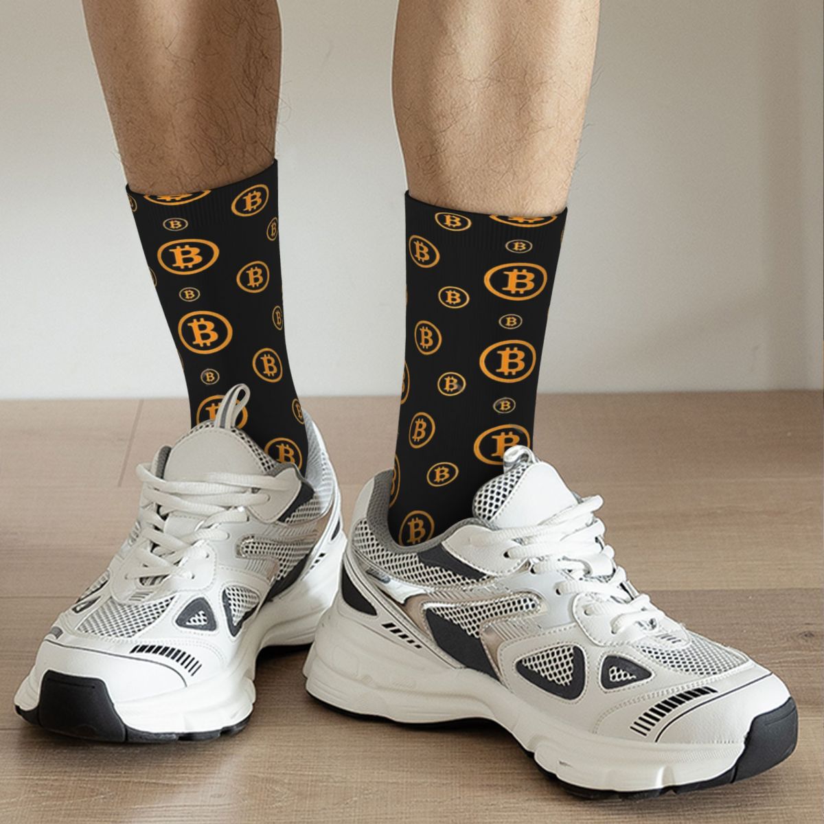 Bitcoin Logo Pattern Crazy Men's Socks