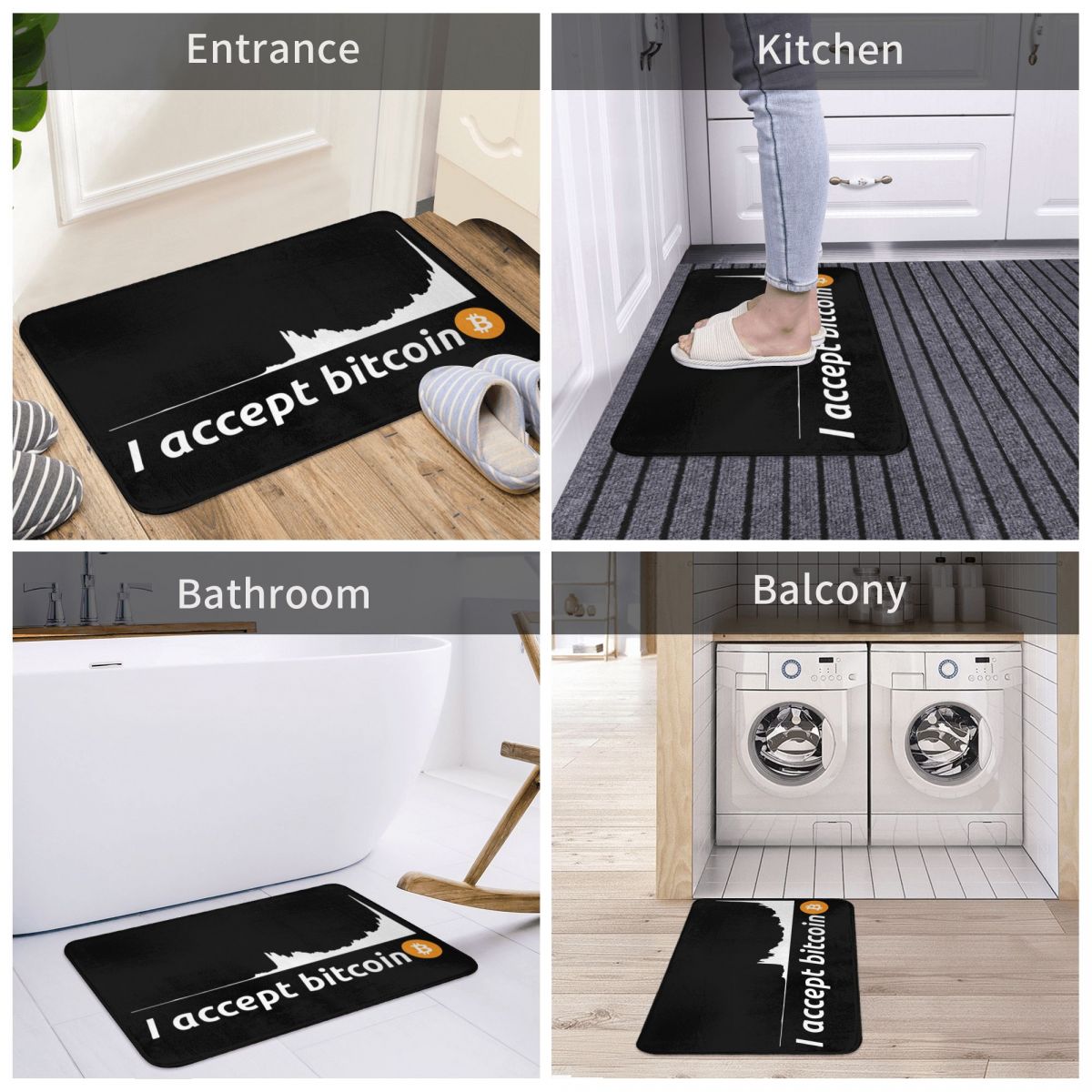 Bitcoin Logo Doormat Anti-slip Floor Rug